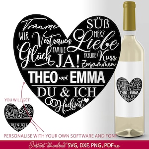 Arquivo de plotter de sinais de casamento alemão Svg Dxf Png | Arquivo de plotter de citações de Liebe alemão Svg Png Dxf | Alemão Hochzeit Verliebt Verlobt Verheiratet