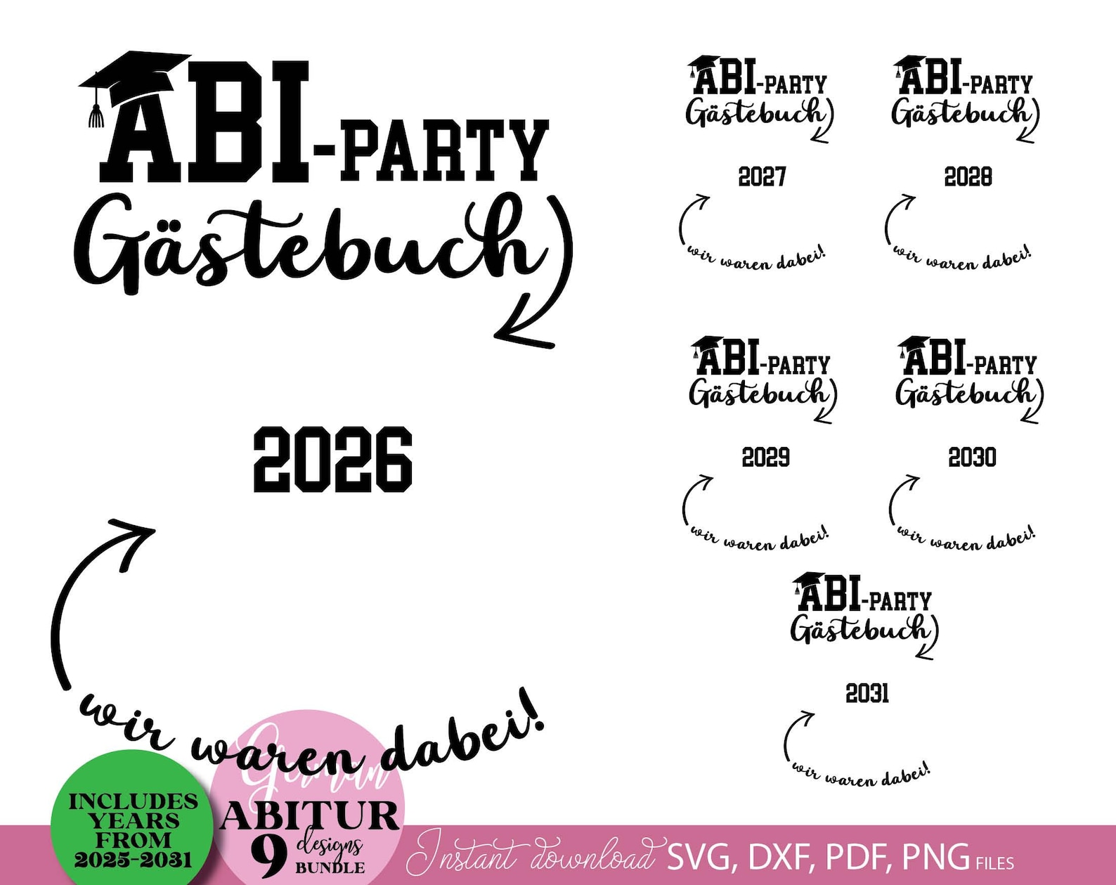 Abitur 2025 SVG Bundle: German Graduation Cut Files (commercial Use) - Etsy