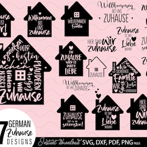 Plotterdatei Home svg Zuhause Schriftzug Sprüche svg Clipart Plotterdatei Deutsch Cricut Silhouette Plotterdatei Laserdatei zuhause