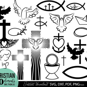 Christliche Kommunion Plotterdatei Dxf Png - Erste Kommunion Kranz Plotterdatei - Konfirmation - Bibel Kirche Kreuz Taube Fisch