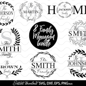 Monogramm SVG Bundle | Geteiltes Monogramm SVG | Kranz Monogramm SVG | Kreis-Monogramm svg | Name Monogramm svg | Hochzeit Monogramm svg | Nachname