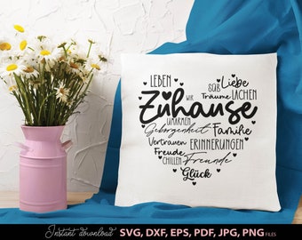 German zuhause poster quotes plotter file SVG PNG DXF, liebling heart svg, Cricut Silhouette Plotting clipart zuhause herz svg