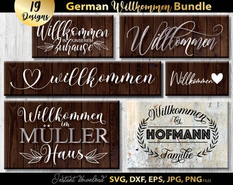 Deutsch Willkommen Plotterdatei SVG Bundle | Willkommen in unserem Zuhause Plotterdatei SVG DXF EPS Png | Deutsch Home Datei, Home Cut File