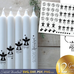 Bundle Deutsche Wörter Weihnachten SVG-Datei Deutscher Schriftzug Weihnachten Plotterdatei Kerzentexte Weihnachtskerze Design SVG Laserdatei Weihnacht