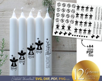 Weihnachtskerze SVG Bundle: Laser Cut Datei (Digitaler Download)