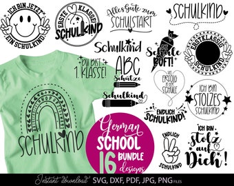 German Schulkind Plotter File SVG Bundle Schuleinführung Cut File Plotterdatei Schulkind Plotter file schoolchild 2025 first grade Laserdate