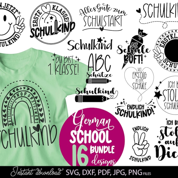 German Schulkind Plotter File SVG Bundle | Schuleinführung Cut File | Plotterdatei Schulkind | Plotter file schoolchild 2024 | first grade