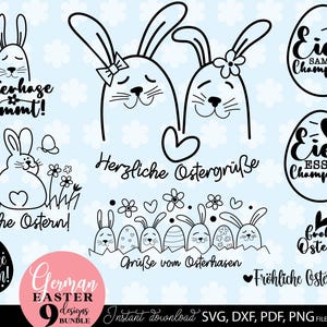 Deutsche Ostern Plotterdatei Bundle svg png Ostern Designs deutsch Ostern SPRÜCHE, Ostern Schriftzüge Digistamp Frohe Ostern, Hello Frühling