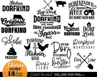 German Village Dorfkind Plotterdatei bundle Svg Dxf Png Pdf - House Love Cricut Home Silhouette Farm Life Quotes - Villa Child boy girl