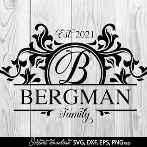 Monogramm Rahmen SVG | Kreis-Monogramm-Rahmen SVG | Monogramm SVG Regal | Split-Monogramm svg | Familie Zeichen svg | Monogramm Rahmen svg | Nachname