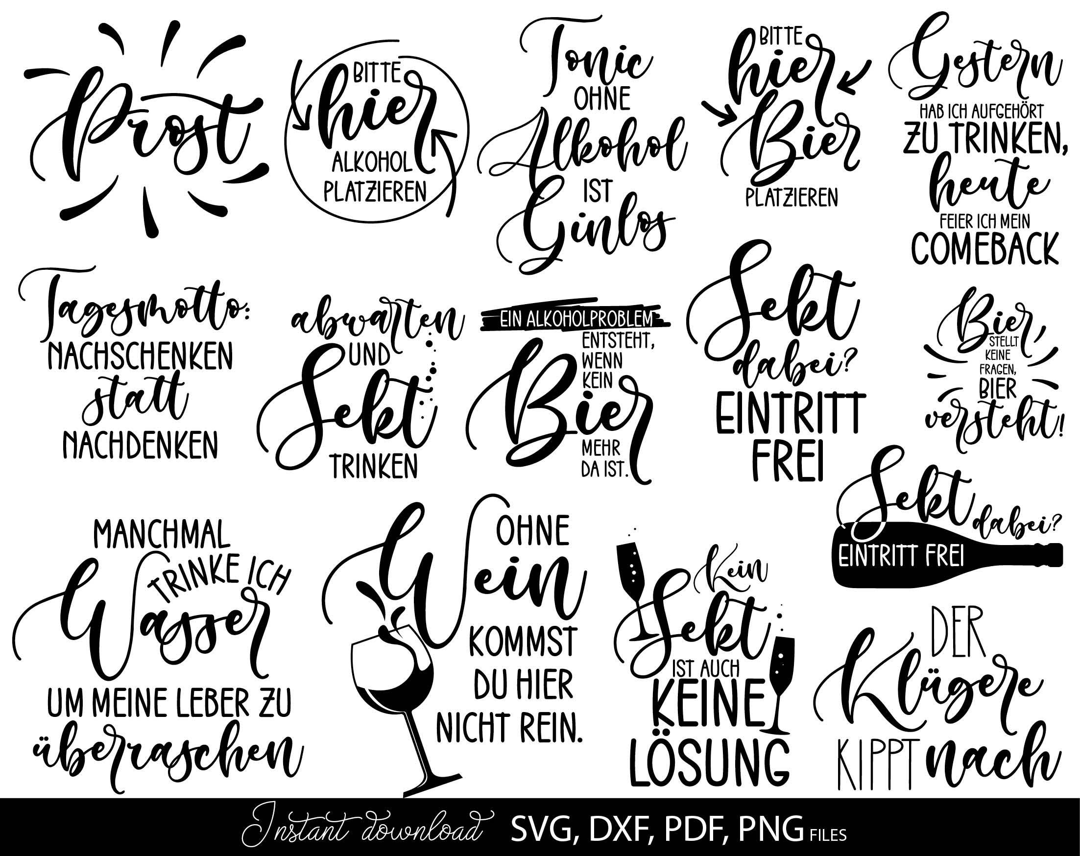 Plotterdatei Sprüche Alkohol allgemein Deutsch svg png dxf Etsy.de