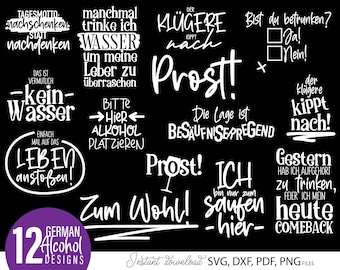 German Coaster Sayings SVG Bundle: Alcohol Quotes, Laser Cut Designs (Digital Download