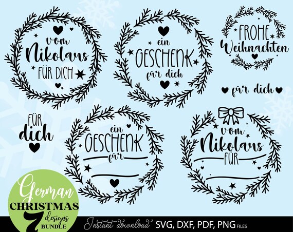 Personalisierte Weihnachts Geschenkanhänger Nikolaus Grüße Tannenkranz Weihnachten Wunschtexte Bundle Set
