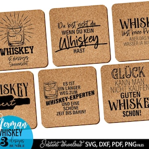 Whiskey SVG Bundle mit 13 humorvollen Spruch Designs rund um Whiskey Genuss und Lifestyle. Moderne Typografie kombiniert mit Gläsern, Flaschen und dekorativen Elementen verleiht jedem Motiv einen stilvollen und witzigen Charakter. Schwarz weiß Design sorgt für vielseitige Einsatzmöglichkeiten auf T Shirts, Hoodies, Bar Dekorationen und Geschenken. Perfekt für Whiskey Fans, Männergeschenke und kreative DIY Projekte mit Plotter oder Druck.