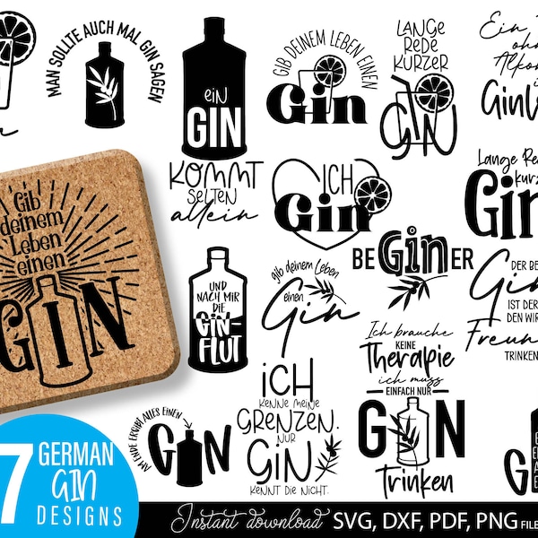 Gin Plotter Bestand Gin Quotes | Plottenbundel Svg | Gin Svg-bundel | Plotterbestand SVG PNG | Gin uitspraken SVG | Alcohol Cadeaudrankje | Bestanden knippen