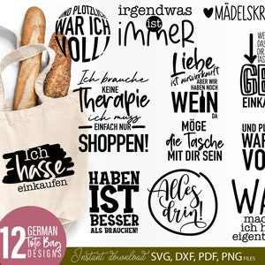 ドイツ語 Sprüche für Beutel Plotterdatei Taschensprüche Bundle svg Jutetasche Lotten svg Eine von den Juten ドイツ語プロッター ファイル SVG Laserdate