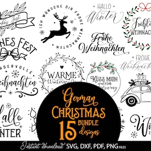 Frohe Weihnachten Plotter Arquivo SVG, PNG, DXF, pdf Weihnachten Svg Bundle Arquivo de corte de Natal alemão Arquivo de plotagem Svg Cricut Silhouette laserdate