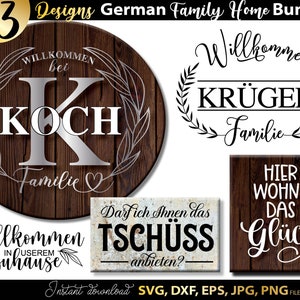 Willkommen Plotterdatei Bundle | Deutsch Willkommen in unserem Zuhause Plotterdatei SVG DXF EPS Png | Handgemachte Herz geschnitten Datei