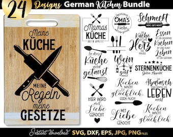 Deutsche Küche Plotterdatei SVG DXF EPS Png | Deutsche Plotterdatei Küche SVG | Kochen svg Bundle | Chefkoch svg | Deutsche Sprüche Küche