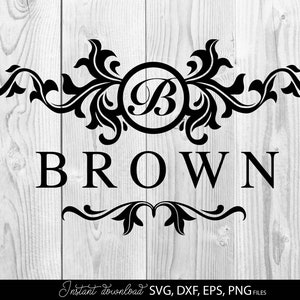 Monogram SVG-paket | Efternamn SVG | Efternamn SVG | Kransmonogram SVG | Cirkelmonogram SVG | Skärfiler Cricut, Silhouette bild 7