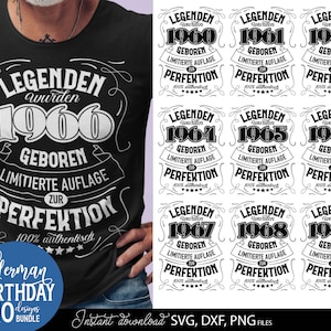 Vatertag allemand, Geburtstag plotter file bundle svg png, die beste papa svg, Cricut Download Plotting Bundle 60 jähriges Jubiläum Legenden