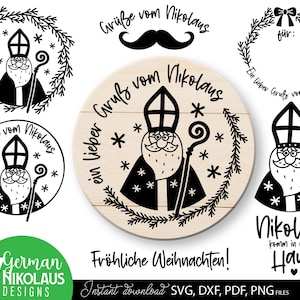 Pacote de arquivos de plotadora Nikolo SVG PNG | São Nicolau kleiner Gruß de São Nicolau | Presente alemão de São Nicolau DIY | Nikolaus Nikolaus Sackerl