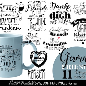 Duits plotterbestand SVG PNG DXF-bundel Beste Freundin Duits Freundeplotterbestand Cricut Silhouette plotting Freundschaftssprüche