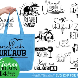 Tedesco Sommer Urlaub Plotterdatei SVG PNG Bundle, Strand SVG, Sommer Reisen SVG PNG, Ciao Sommer SVG, Sommer Spruch SVG, Jutetasche SVG PNG