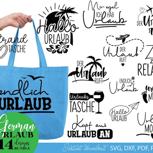 German Sommer Urlaub Plotterdatei svg png Bundle - Strand svg- Sommer Reisen svg png - Hallo Sommer svg - Sommer Spruch svg - Jutetasche png