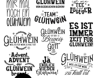 German Glühwein Plotter File SVG DXF PNG bundle plotterdatei weihnachten Cut File Svg for Cricut, Silhouette Glühwein mug quotes
