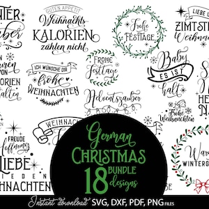Frohe Weihnachten Plotter File SVG, PNG, DXF, pdf, Weihnachten Svg Bundle, German Christmas Cut File Svg Files Cricut Plot file