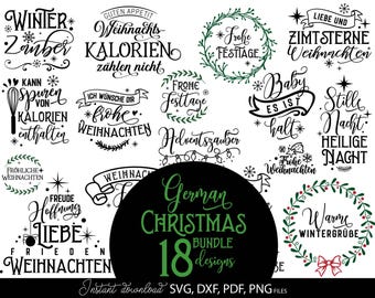 Frohe Weihnachten Plotter File SVG, PNG, DXF, pdf, Weihnachten Svg Bundle, German Christmas Cut File Svg Files Cricut Plot file