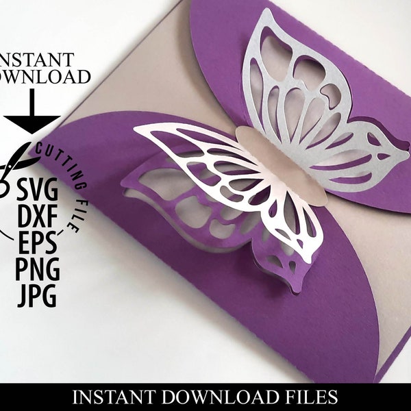 Carte 3D SVG | Carte papillon découpée SVG | Pop up papillon 3D SVG | Carte de mariage découpée dans du papier svg | Carte d'anniversaire Papercut svg png dxf eps Laser