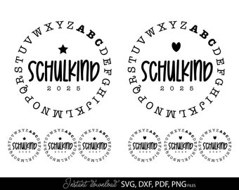 Schulkind SVG Bundle mit Alphabet Kreis und Einschulung Designs für Schulstart Kinder Shirts