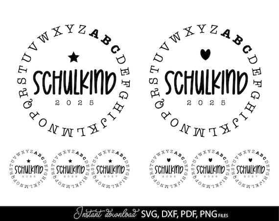 Schulkind SVG Bundle mit Alphabet Kreis und Einschulung Designs für Schulstart Kinder Shirts