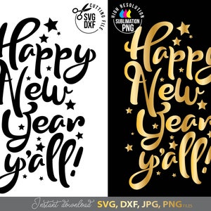 Bonne année 2024 SVG | Lettres à la main de la chemise du nouvel an SVG | Bonne année SVG | Nouvel An PNG | Sublimation du Nouvel An, Svg Png pour le Nouvel An