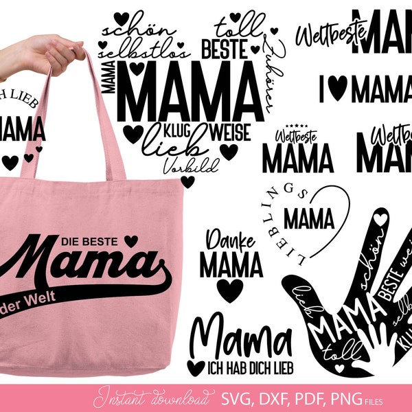 German Mama Plotter File SVG Bundle - Alles Liebe Zum Muttertag - Mama Geburtstag plotter - Die Beste Mama SVG - German plotterdatei Svg Png