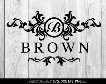 May include: Black and white monogram design with a decorative flourish and the word "BROWN" below. The monogram features the letter "B" in a circle.