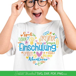 Einschulung SVG Schulkind Design, Kinder Shirt Plotter Schulanfang Deko Geschenk, DXF PNG Ladda ner fil