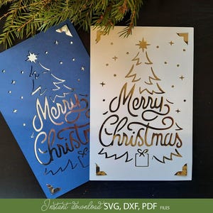 Arbre de Noël carte svg dxf png, arbre de Noël carte svg, cricut Noël, tamplate Silhouette d'arbre de Noël couches carte de Noël en papier