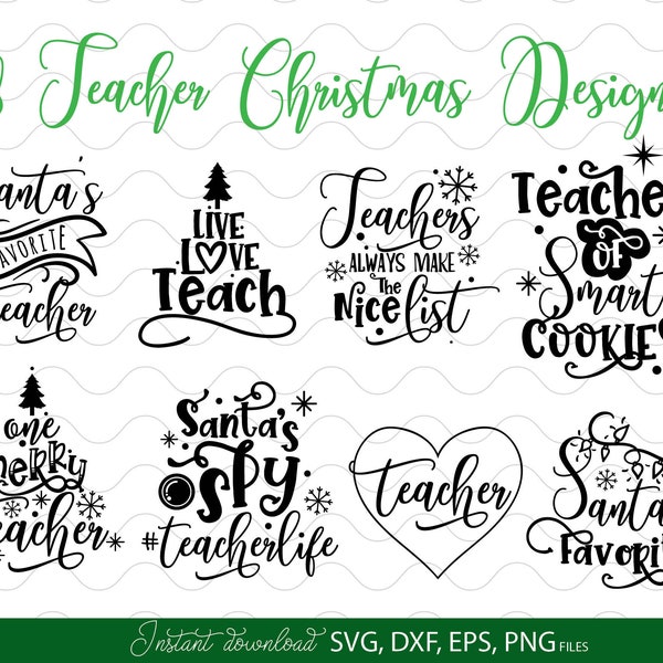 Leraar kerst ornamenten SVG bundel | Leraar leven in Kerstmis SVG | Grappige leraar kerstshirt SVG bundel | Kerstmis op school png