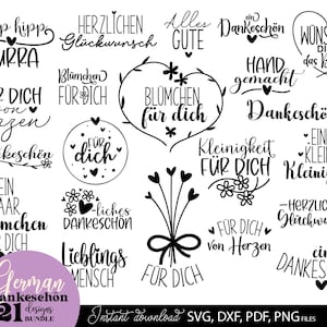 Deutsche Plotterdatei Danke Bundle Best Friends Svg - Cricut Silhouette Lieblingsmensch Svg - Schön das es dich gibt - Danke sprüche