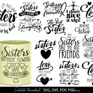 Soeur citations pour chemises tasses oreillers idées cadeaux SVG PNG DXF Bundle, grande soeur cadeau Svg Bundle, sororité Svg Png, drôle de soeur couper des fichiers