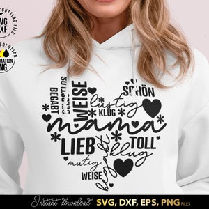 Allemand Mama traceur fichier SVG, SVG coeur Liebling, Die Beste Mama SVG, Cricut Silhouette téléchargement traçage Bundle Alles Liebe Muttertag