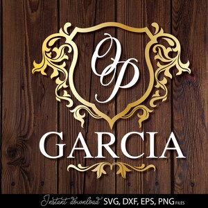 Monogram SVG-paket | Efternamn SVG | Efternamn SVG | Kransmonogram SVG | Cirkelmonogram SVG | Skärfiler Cricut, Silhouette bild 8