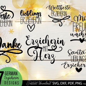 Deutsch Erzieherin Plotter FileSv Erzieherin deutsche Sprüche SVG Bundle Erzieherin Schriftzüge Kindergarten Lebewohl svg Erzieherin Png