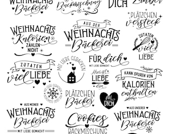 Personalisierbare Weihnachts SVG Bundle mit Plätzchen Zauber Backmischung Sprüchen und festlicher Weihnachtsbäckerei Deko