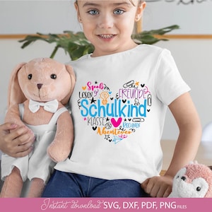 Schulkind Herz SVG Bundle Einschulung Plotterdatei für Cricut Silhouette Schule Kinder DIY
