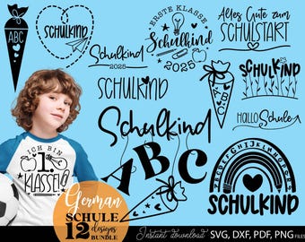 School SVG Bundle with German Schulkind ABC Designs, Einschulung 2026 Erste Klasse Files