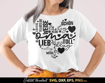 Deutsche Oma Plotterdatei SVG | Liebling Herz SVG | Die Beste Oma SVG | Cricut Silhouette Download Plotten Bundle | Alles Liebe Muttertag